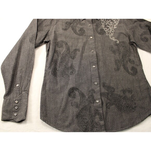 Brooks And Dunn Panhandle Slim Shirt Mens L Black Long Sleeve Pearl Snap Striped - Picture 3 of 14